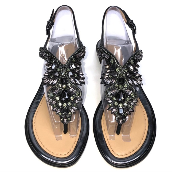 ANTONIO MELANI BLACK JEWELED SANDALS - Picture 3 of 7